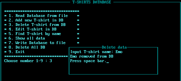 Removing a T-shirt from the database