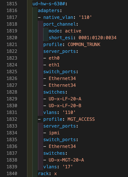 Пример описания подключения серверов в формате YAML.