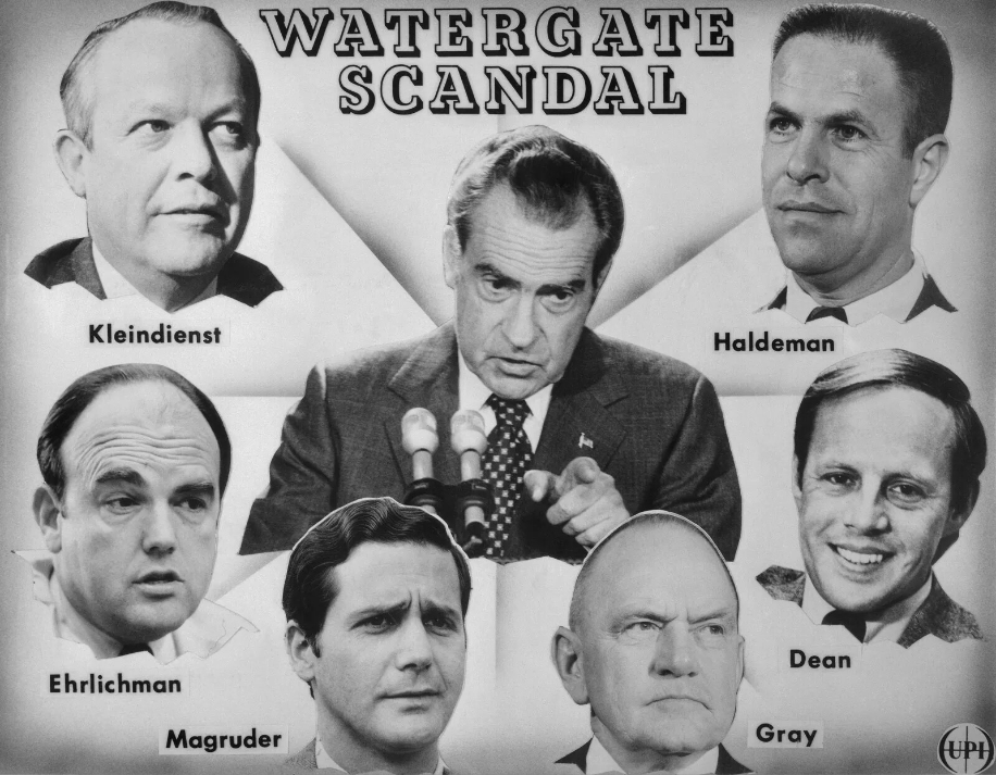 Президент Никсон и официальные лица, замешанные в Уотергейтском скандале