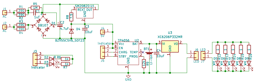 Схема фонарика с линейным стабилизатором