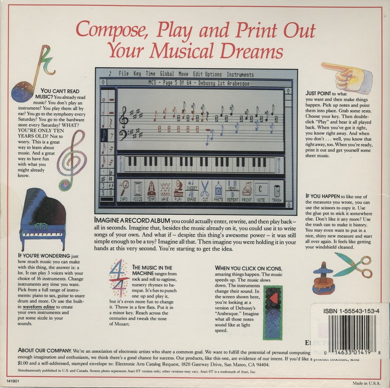 Реклама программного синтезатора для Atari ST, 1987 год