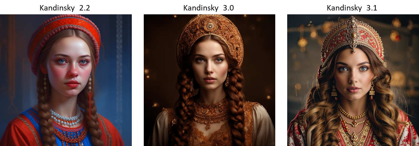 Портрет: красавица в кокошнике, длинные русые косы, русский образ