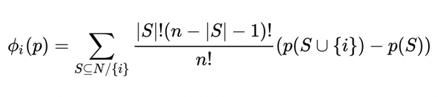 Рисунок 2: Формула для расчета значения Шепли для i-той характеристики (Lundeberg, et al. (2021))