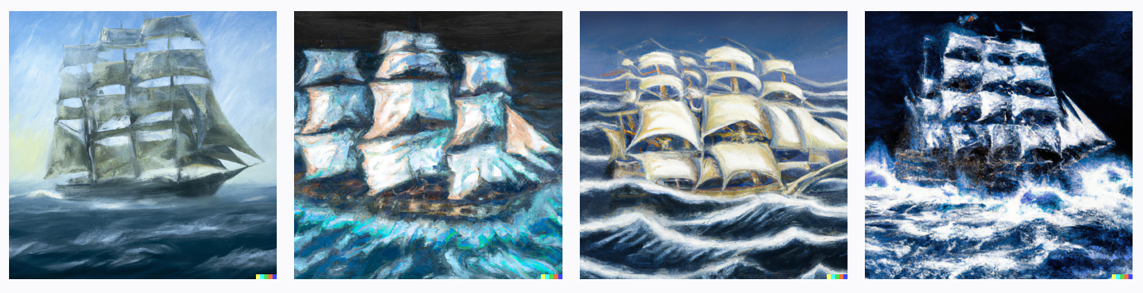 A sail 3 decks 50  vessel on the ocean waves like Aivazovsky painting style