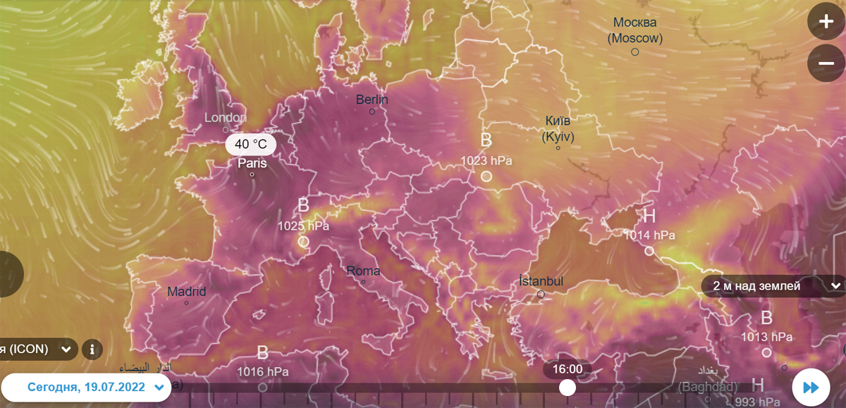 Температура в Европе сегодня
