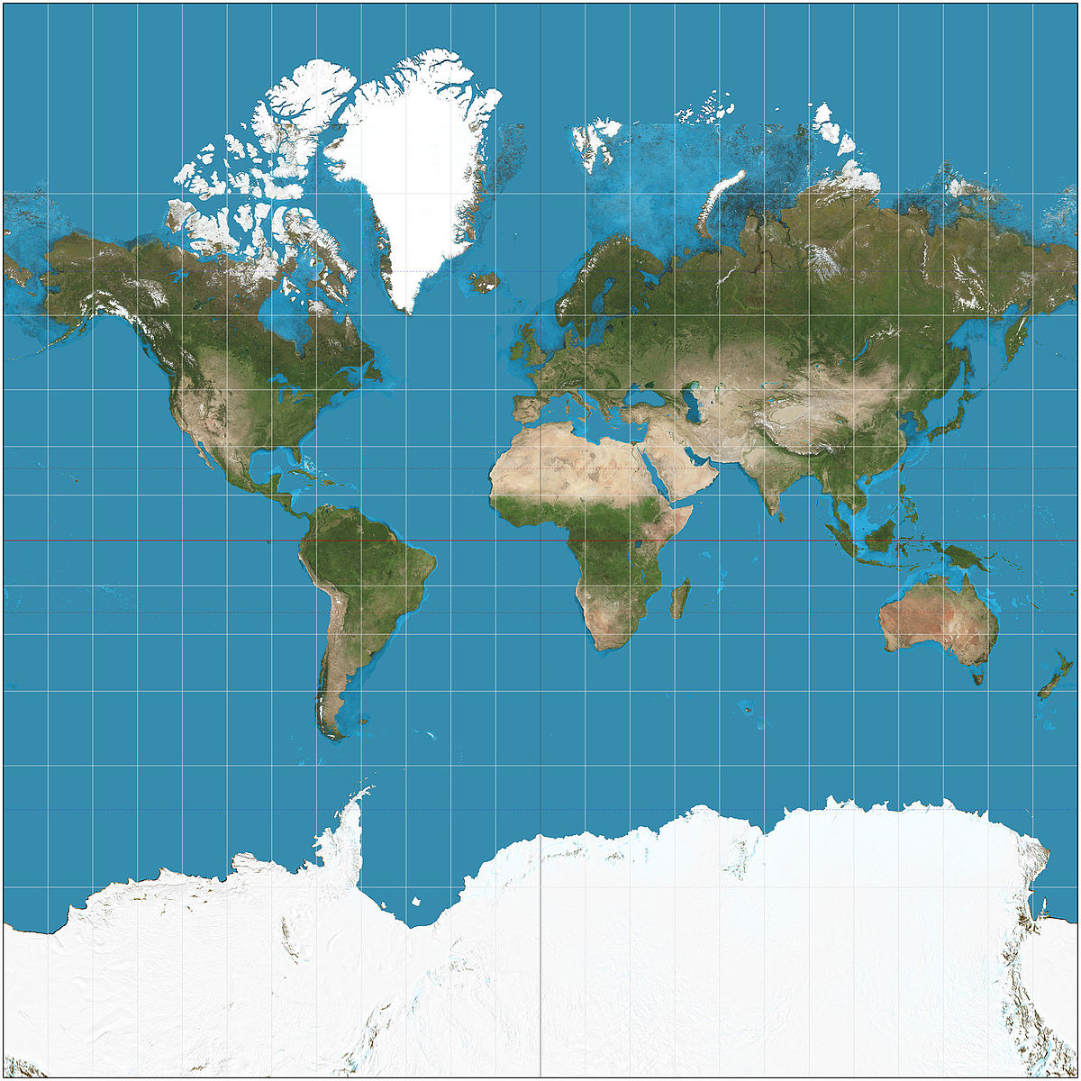 Карта, использующая проекцию Меркатора.
