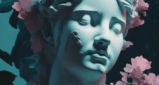1. Промпт: statue of a woman with flowers on her head, vapor wave composition, Pinterest photo, facial symmetry, 1820, 90's aesthetic, twisted gardens, inspired by Antonio Canova, 3d, Aesthetic illustration. Режим: «на месте».2. Промпт: sculpture of Medusa Gorgon with flowers in her hair, snakes on her head, surreal sculpture, sad jellyfish, hybrid of snake and human, vapor wave composition, Pinterest photo, facial symmetry, 1820, 90's aesthetic, twisted gardens, inspired by Antonio Canova, 3d, Aesthetic illustration. Режим: «на месте».