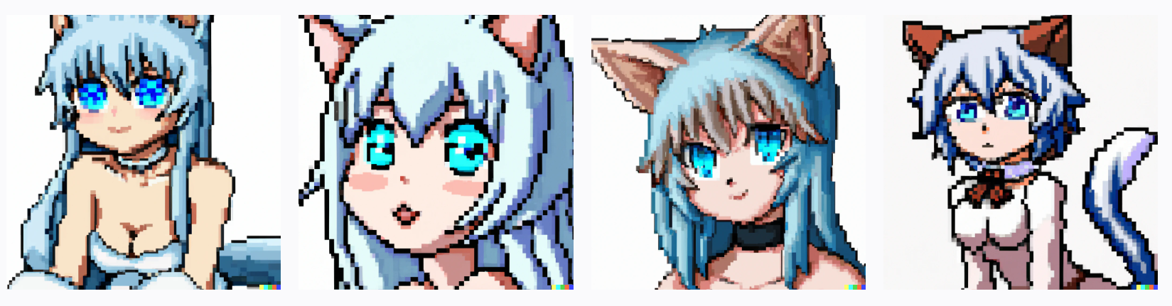 anime catgirl with blue eyes, 8k resolution, digital art, pixar art, full HD, pixel art