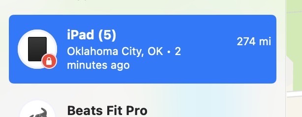 Метка iPad из города Оклахома-Сити, штат Оклахома