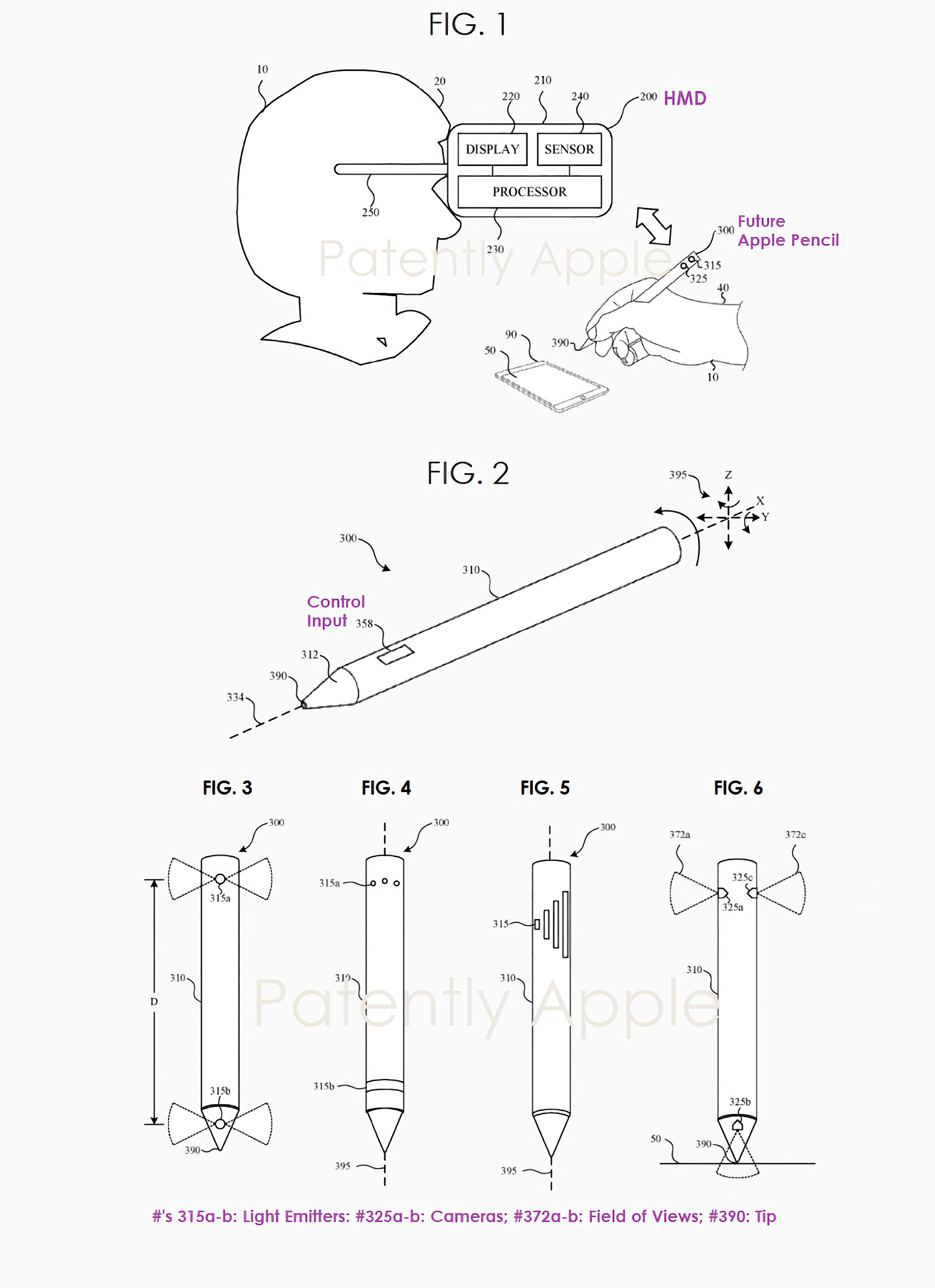 Патент Apple на использование Apple Pencil вместе с Apple Vision Pro (© Patently Apple)