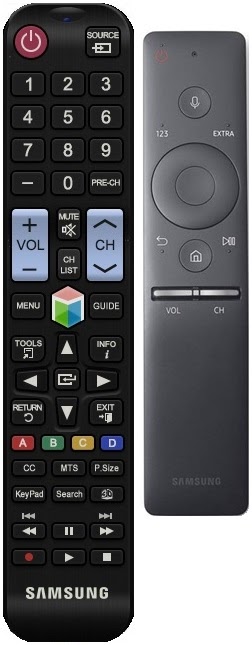 Слева — расширенная версия пульта с numpad и d-pad для продвинутых юзеров и разработчиков, справа — минипульт для Smart TV с кнопками управления в центре