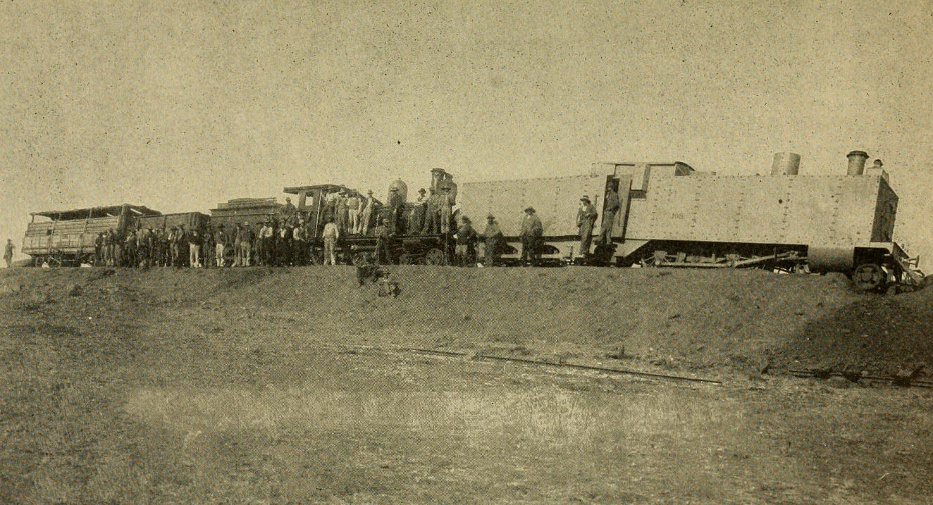 Сошедший с рельс бронированный локомотив 3 класса. Первое сражение второй англо-бурской войны. Краайпан,12 октября 1889