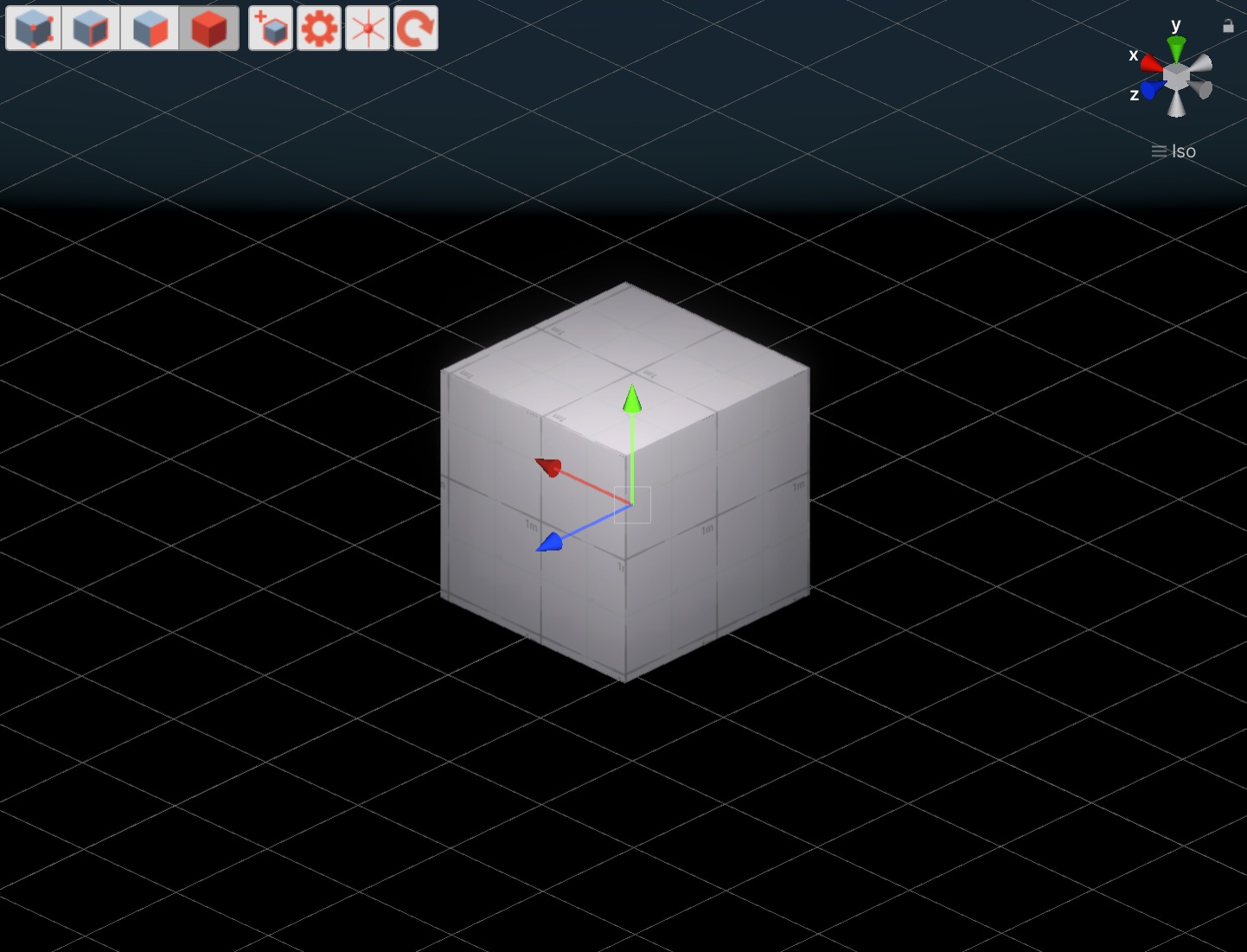 Куб созданный при помощи ассета UModeler