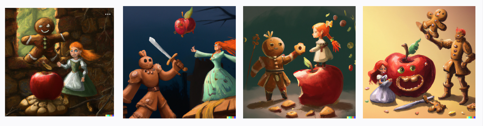 Gingerbread man saves the apple princess, digital art