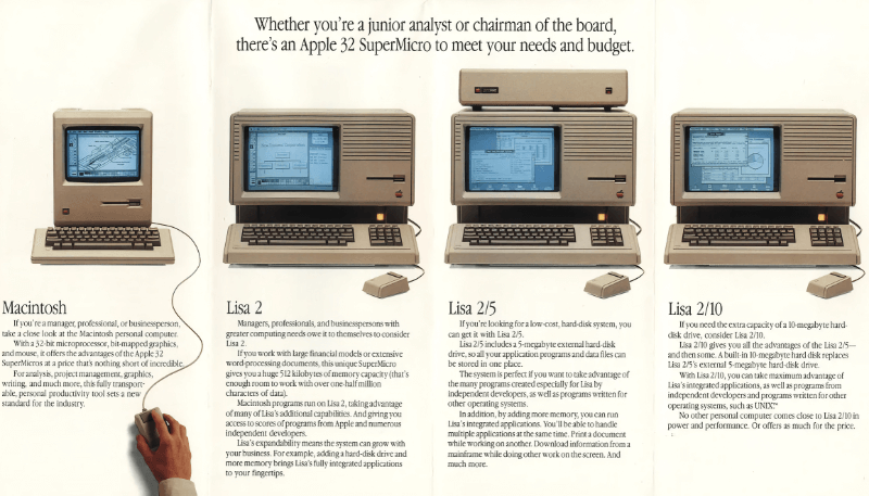 Серия Lisa 2 была анонсирована в январе 1984 года вместе с Macintosh 