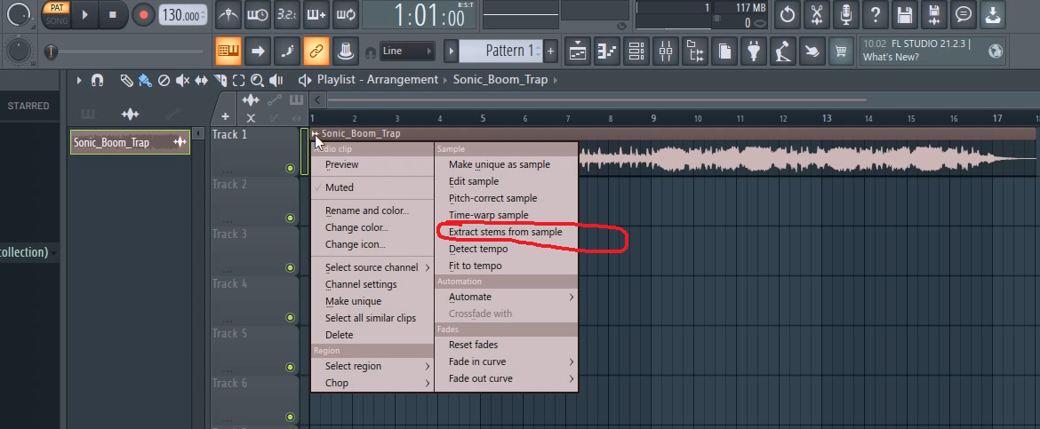 Извлечение отдельных музыкальных дорожек для их дальнейшей обработки с помощью ИИ-инструмента “Extract stems from sample” в FL Studio 21.2   