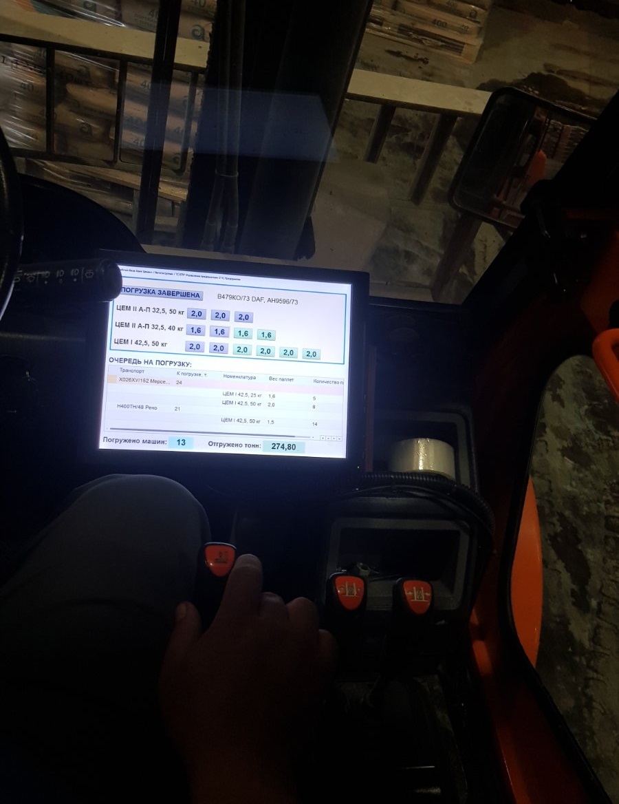 Интерфейс сенсорного экрана для водителя вилочного погрузчика