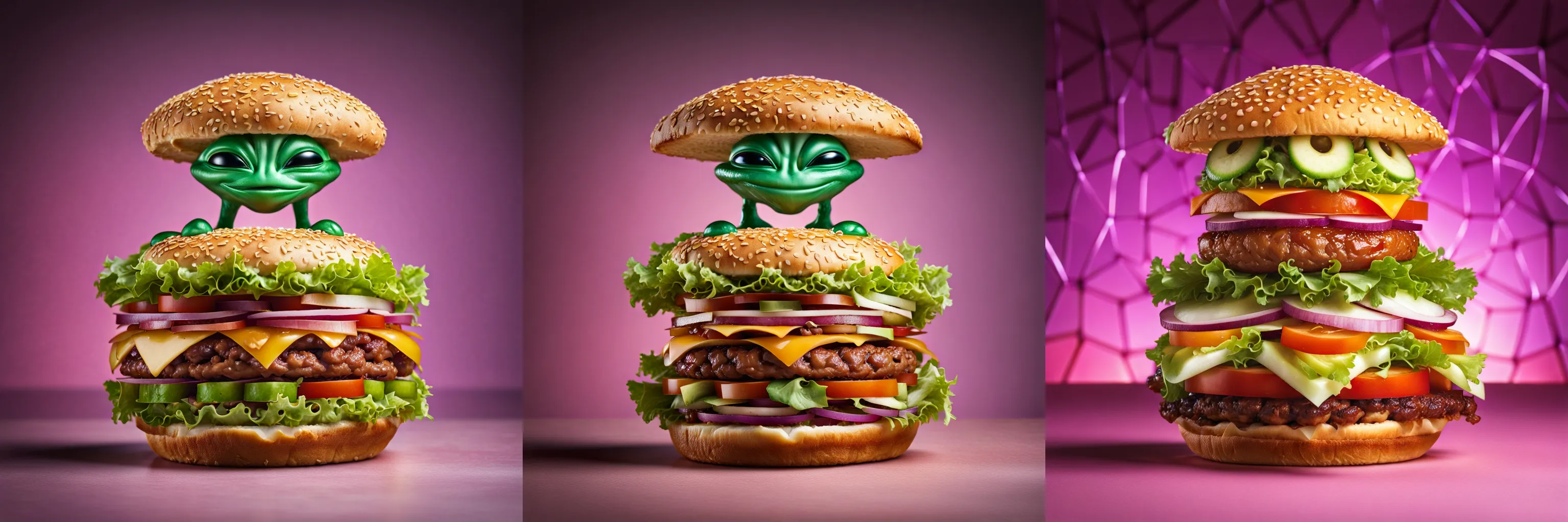 a large delicious hamburger (in the shape of five-dimensional alien geometry)++++, professional food photography - большой вкусный гамбургер (в форме пятимерной инопланетной геометрии)++++, профессиональная фуд-фотография