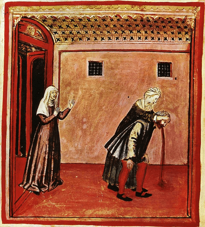 Рвота. Иллюстрация из средневековой книги Tacuinum sanitatis