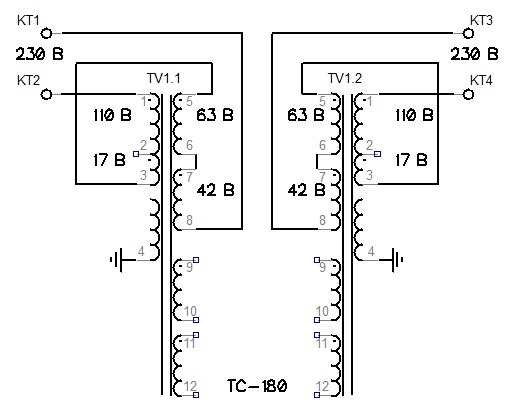 Рисунок 1 - Схема включения трансформатора ТС-180