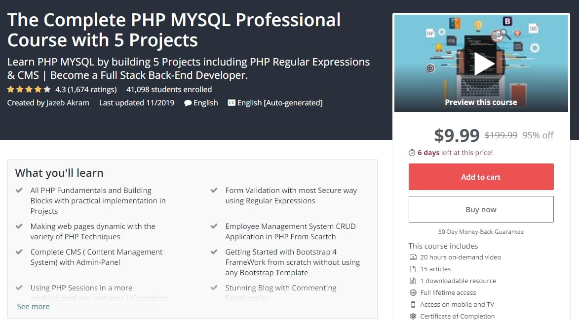 Курс PHP MYSQL Professional от Udemy