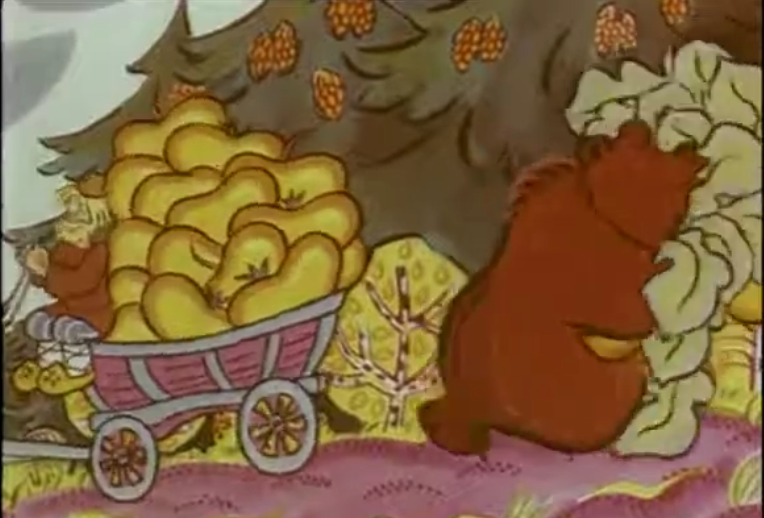 Кадр из мультфильма 1974 года "Вершки и корешки"