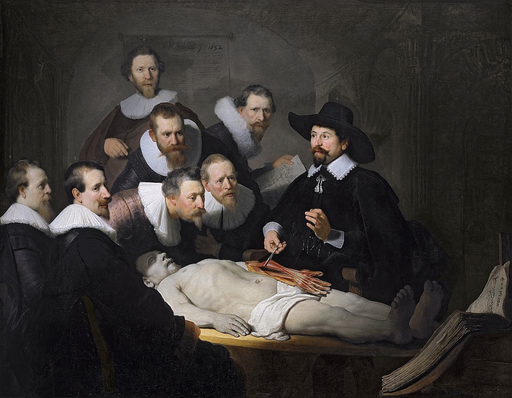 «Урок анатомии доктора ван Тюльпа» 1632 кисти Рембранта.
