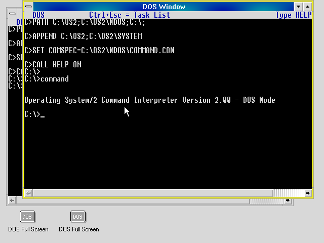 Несколько сеансов DOS в OS/2 6.78
