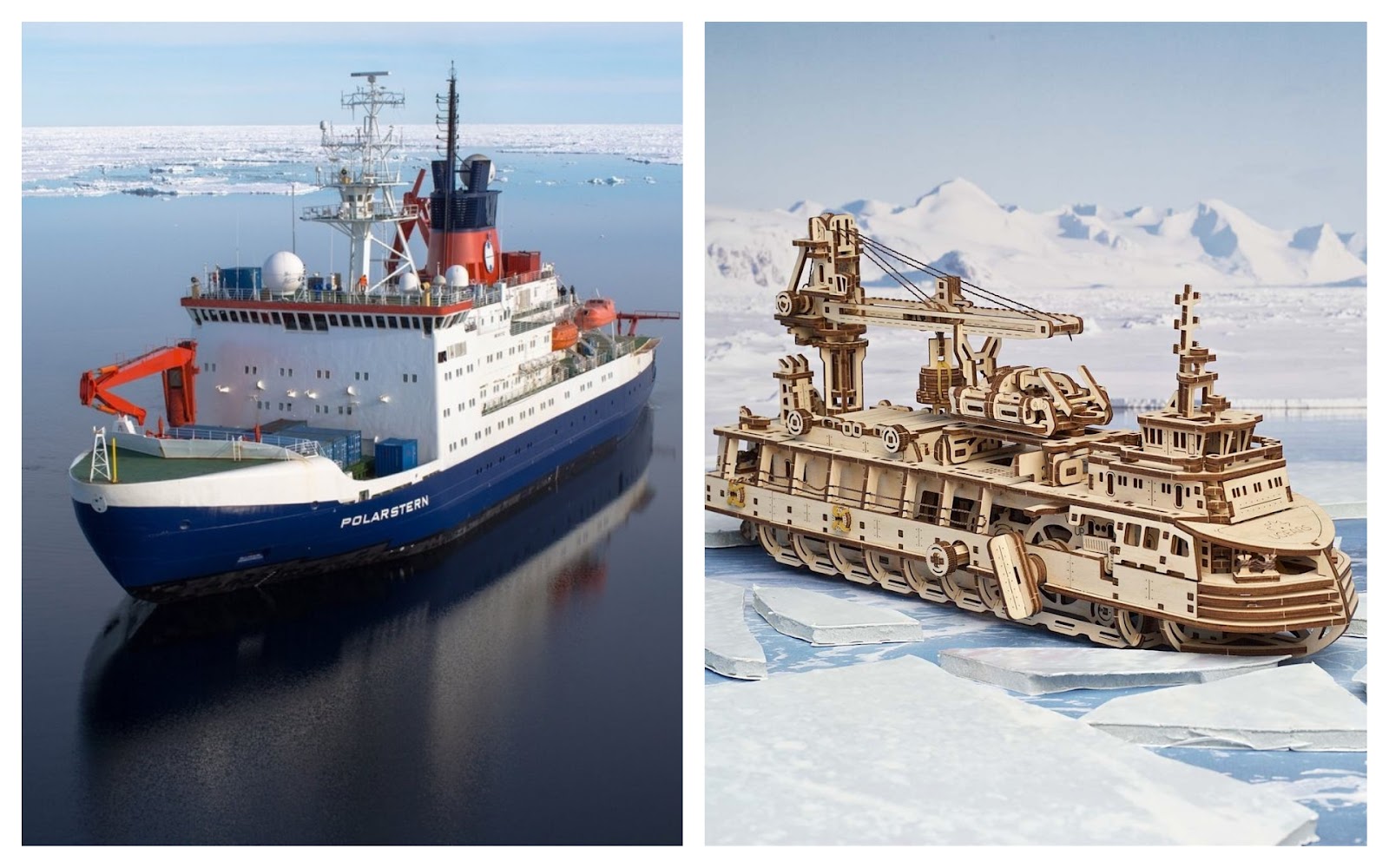 Слева: ледокол «Поларштерн». Справа: Научно-исследовательское судно UGears