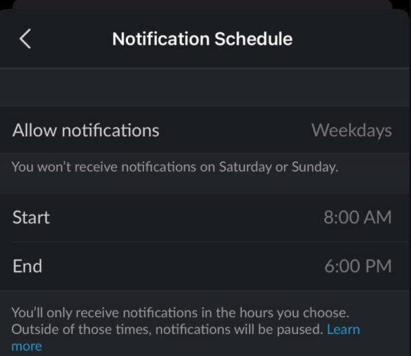 Slack - Notification Schedule