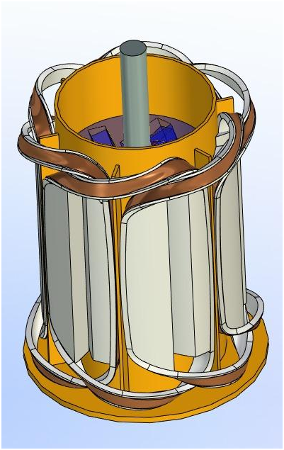 Первый разработанный вариант магнитной системы с катушками из сверхпроводника.