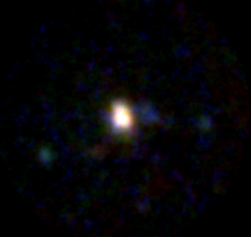 Изображения Вестерлунда 2, созданное ART-XC. Красный цвет соответствует энергиям 4–6 кэВ, зелёный — 6–9 кэВ, синий — 9–12 кэВ. Суммарная экспозиция 4 суток. Автор изображения: И. Ю. Лапшов