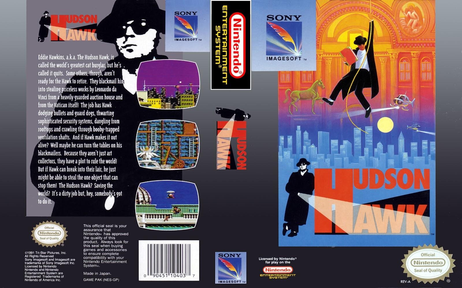 Обложка игры Hudson Hawk для игровой консоли NES