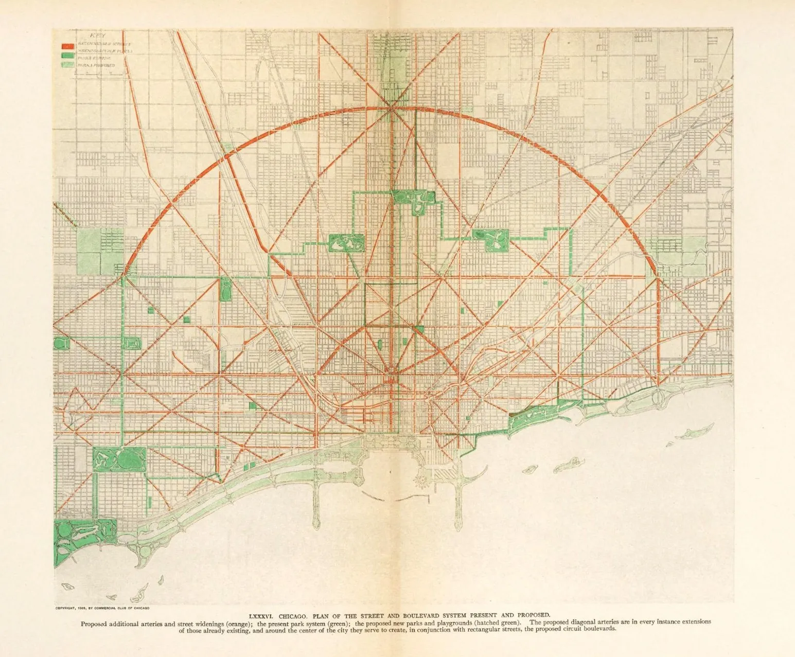 План Чикаго 1909 года, созданный Дэниелом Бёрнемом | Chicago Architecture Center