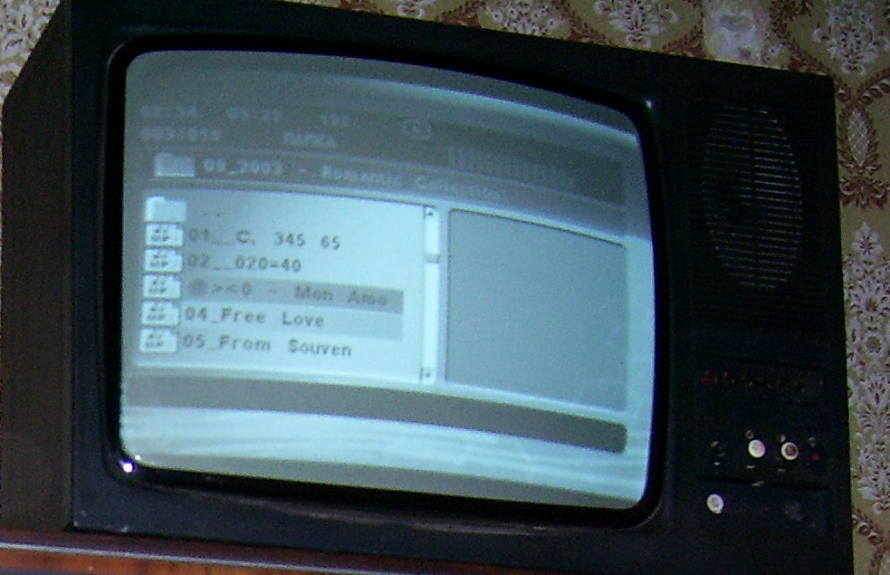 Рис. 8. DVD-плеер, подключенный к м.-тр. ч/б ТВ через выход Y.