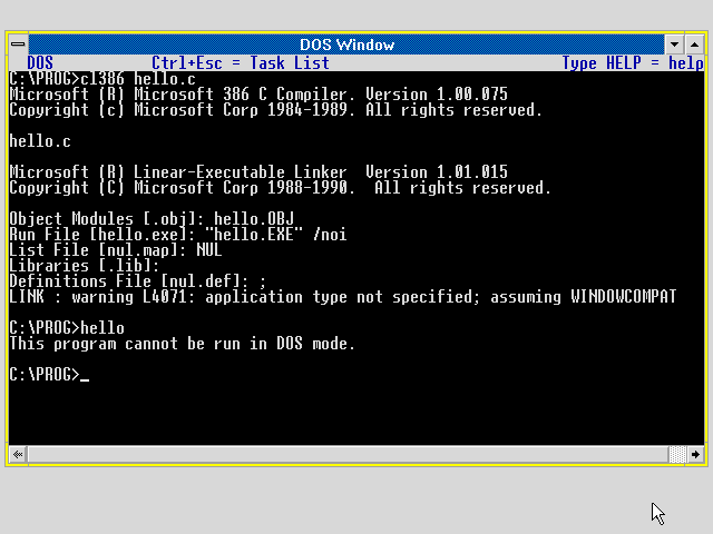 CL386 работает под управлением DOS
