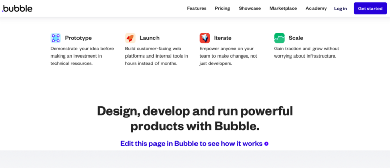 Скриншот с сайта bubble.io