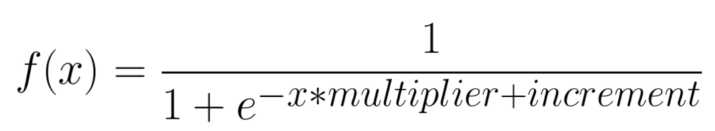 Формула 2 - уравнение сигмоиды с дополнительными параметрами