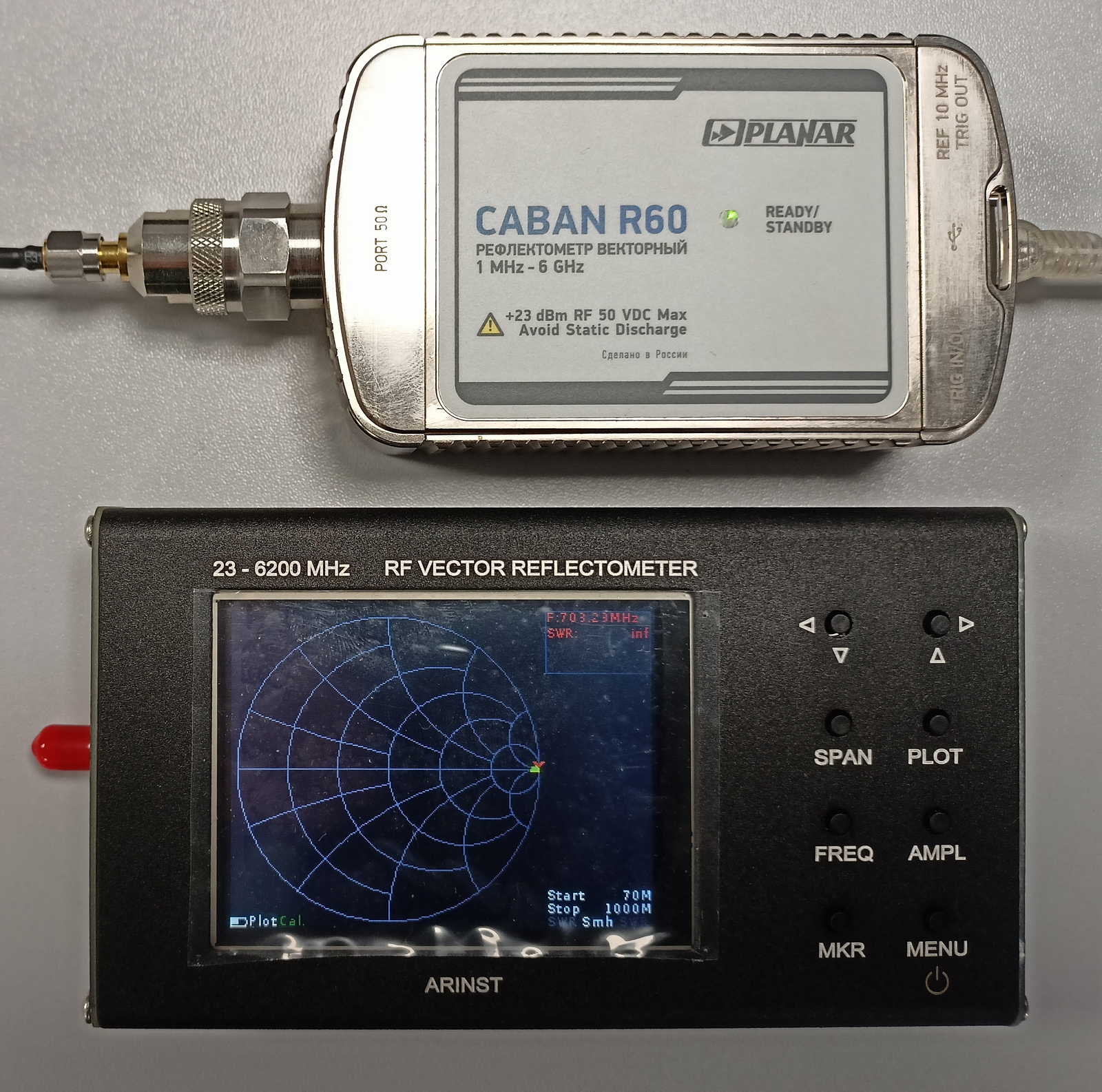 Рис.8 Внешний вид рефлектометров CABAN R60 (сверху) и ARINST VR 23-6200 (снизу)