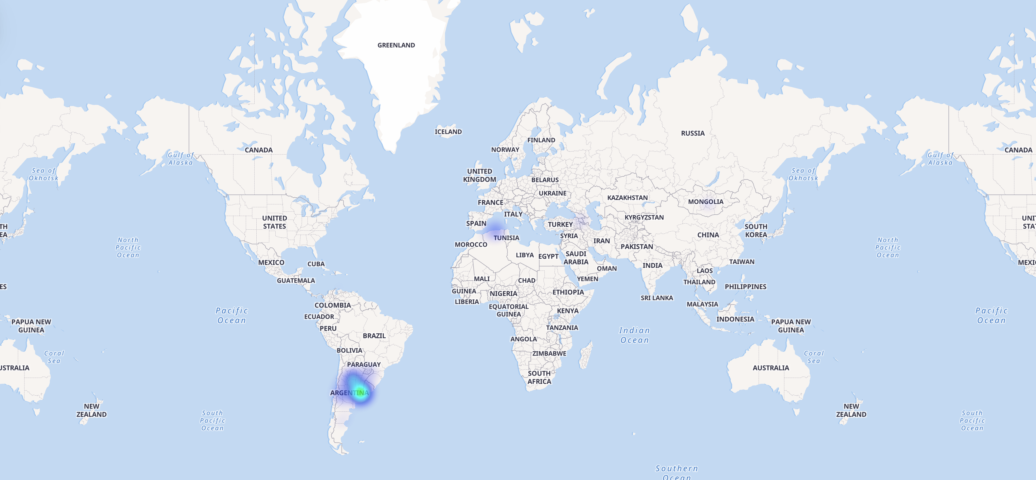 Тепловая карта подключений пользователей по миру