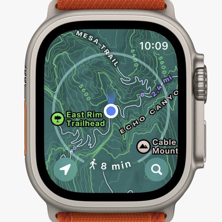  Офлайн-карты, загруженные на iPhone, можно просматривать на объединенных с ним в пару часах Apple Watch, когда iPhone включен и находится поблизости.