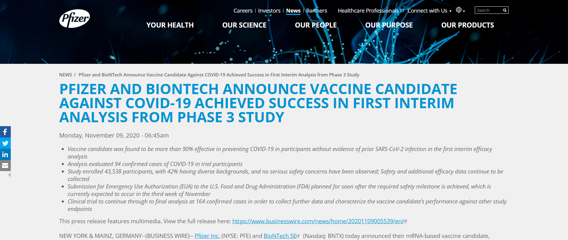 Источник: https://www.pfizer.com/news/press-release/press-release-detail/pfizer-and-biontech-announce-vaccine-candidate-against