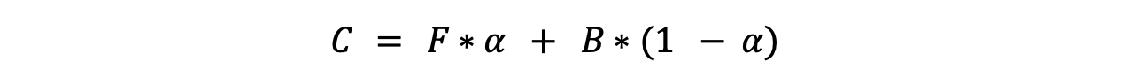 F — объект, B — задний фон, ???? — альфа-маска объекта.