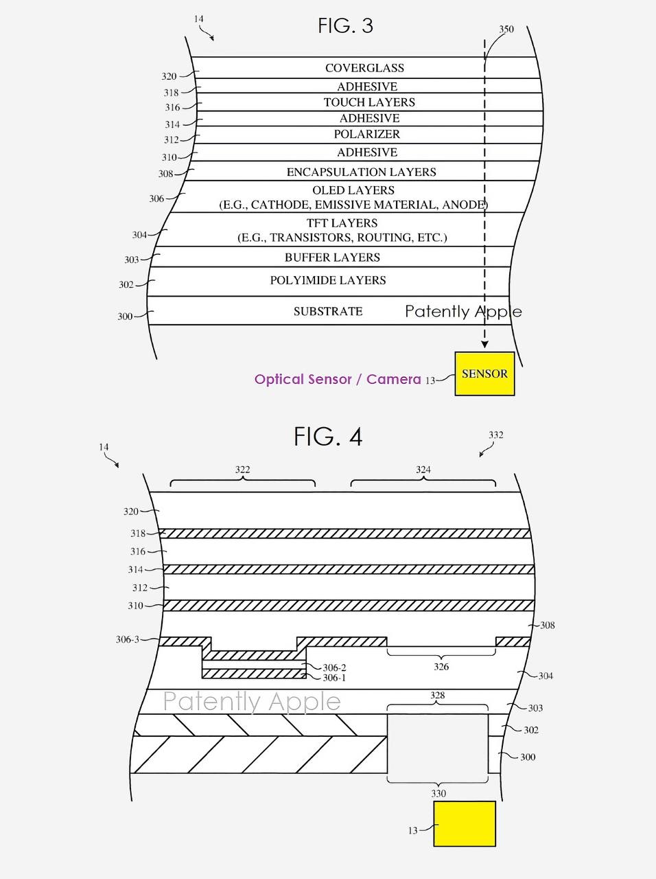 Описание технологии «непиксельпых областей», в которые будет встроена новая функция (© Patently Apple)