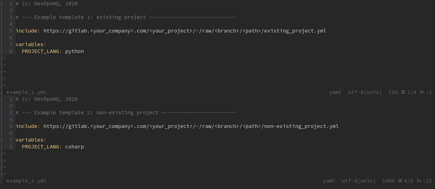 Примеры подключения шаблона сканирования в проекты на GitLab CI