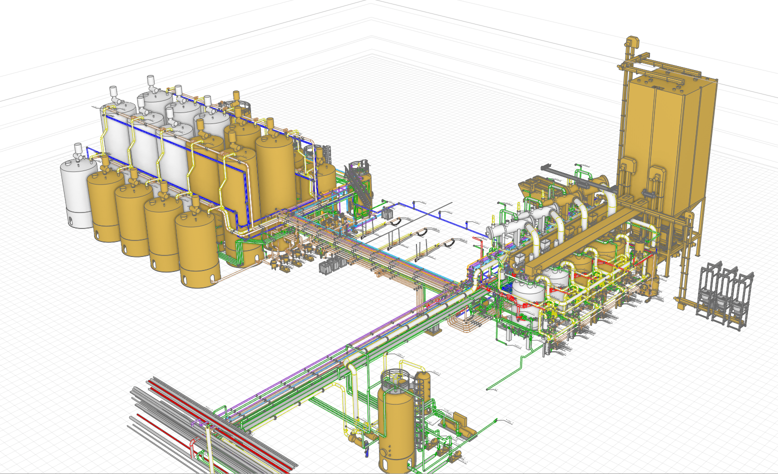 Комбинация 3D слоев (оборудование и трубопроводы)