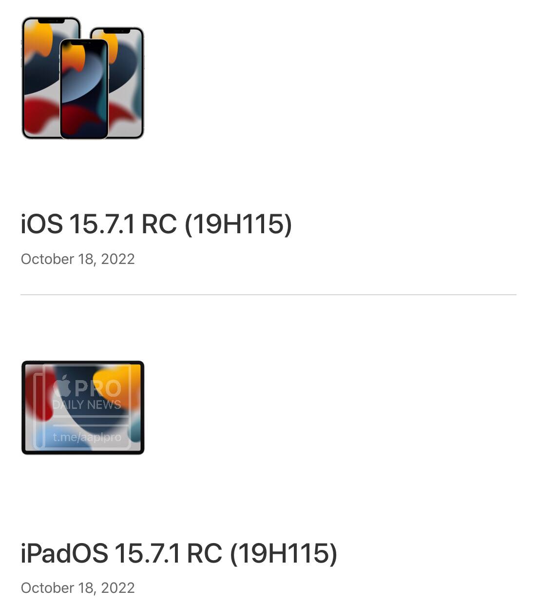 Сборка iOS 15.7.1 скорее всего ещё изменится. Обе системы будут доступны на всех поддерживаемых устройствах.