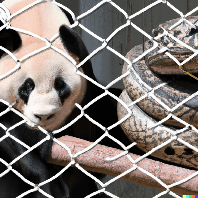 DALL-E: Панда и питон в тюрьме