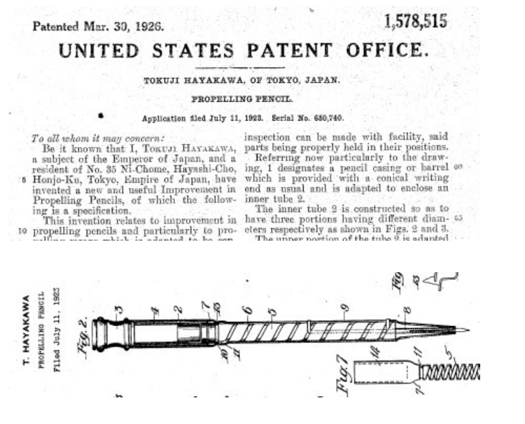 Американский патент карандаша Хаякавы. Источник: Sharp.global.com